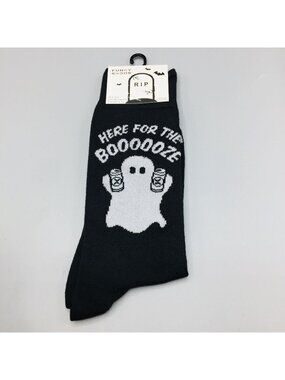 Funky Socks Halloween HERE FOR THE BOOZE Men's Crew Socks 6-12